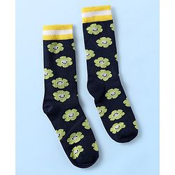 Pine Kids Cotton Knit Ankle Length Socks with Floral Design Pack of 3 (Color May Vary)