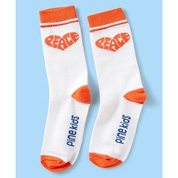 Pine Kids Knit Ankle Length Silvadur Antimicrobial Socks with Chill Out Design Pack of 3 - White Purple & Orange