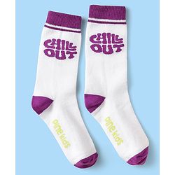Pine Kids Knit Ankle Length Silvadur Antimicrobial Socks with Chill Out Design Pack of 3 - White Purple & Orange