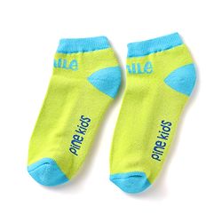 Pine Kids Knit Ankle Length Silvadur Antimicrobial Socks with Text Design Pack of 3 - Blue & Light Green