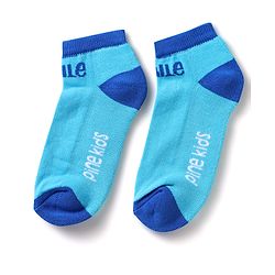 Pine Kids Knit Ankle Length Silvadur Antimicrobial Socks with Text Design Pack of 3 - Blue & Light Green