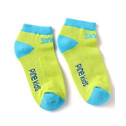 Pine Kids Knit Ankle Length Silvadur Antimicrobial Socks with Text Design Pack of 3 - Blue & Light Green