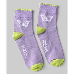 Pine Kids Cotton Knit Ankle Length Socks with Butterfly Design Pack of 5 (Color May Vary)