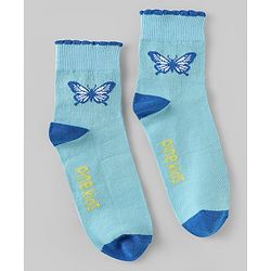 Pine Kids Cotton Knit Ankle Length Socks with Butterfly Design Pack of 5 (Color May Vary)