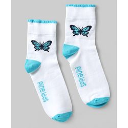 Pine Kids Cotton Knit Ankle Length Socks with Butterfly Design Pack of 5 (Color May Vary)