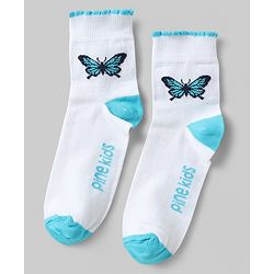 Pine Kids Cotton Knit Ankle Length Socks with Butterfly Design Pack of 5 (Color May Vary)
