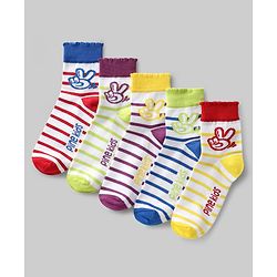 Pine Kids Knit Ankle Length Striped Socks Pack of 5 (Color May Vary)