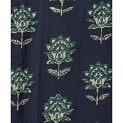 Pine Kids Cotton Woven Full Sleeves Kurta With Floral Print - Navy Blue