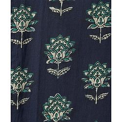 Pine Kids Cotton Woven Full Sleeves Kurta With Floral Print - Navy Blue