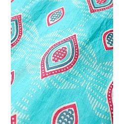 Pine Kids Cotton Woven Full Sleeves Kurta Pajama Set with Ethnic Motif Print - Aqua Blue & White