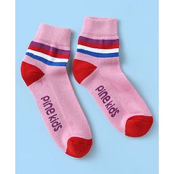 Pine Kids Knit Ankle Length Silvadur Antimicrobial Socks with Stripe Design Pack of 5 - Multicolor