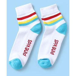 Pine Kids Knit Ankle Length Silvadur Antimicrobial Socks with Stripe Design Pack of 5 - Multicolor