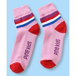 Pine Kids Knit Ankle Length Silvadur Antimicrobial Socks with Stripe Design Pack of 5 - Multicolor