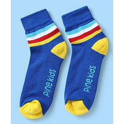 Pine Kids Knit Ankle Length Silvadur Antimicrobial Socks with Stripe Design Pack of 5 - Multicolor