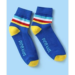 Pine Kids Knit Ankle Length Silvadur Antimicrobial Socks with Stripe Design Pack of 5 - Multicolor