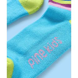 Pine Kids Knit Ankle Length Silvadur Antimicrobial Socks with Stripe Design Pack of 5 - Multicolor