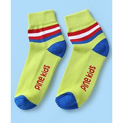 Pine Kids Knit Ankle Length Silvadur Antimicrobial Socks with Stripe Design Pack of 5 - Multicolor