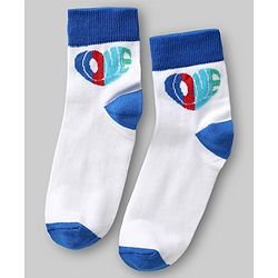 Pine Kids Knit Ankle Length Striped Socks With Rainbow & Heart Design Pack of 3 (Color May Vary)