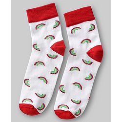 Pine Kids Knit Ankle Length Striped Socks With Rainbow & Heart Design Pack of 3 (Color May Vary)