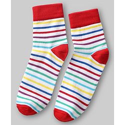 Pine Kids Knit Ankle Length Striped Socks With Rainbow & Heart Design Pack of 3 (Color May Vary)
