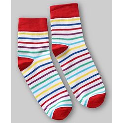 Pine Kids Knit Ankle Length Striped Socks With Rainbow & Heart Design Pack of 3 (Color May Vary)