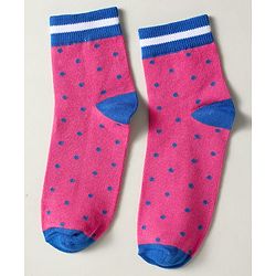 Pine Kids Knit Ankle Length Silvadur Antimicrobial Socks with Polka Dots Design Pack of 3 - Pink Light Green & Blue