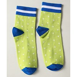 Pine Kids Knit Ankle Length Silvadur Antimicrobial Socks with Polka Dots Design Pack of 3 - Pink Light Green & Blue