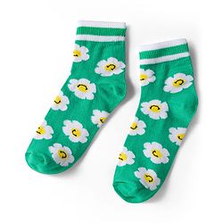 Pine Kids Knit Ankle Length Socks with Floral & Heart Design Pack of 3 (Color May Vary)