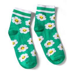Pine Kids Knit Ankle Length Socks with Floral & Heart Design Pack of 3 (Color May Vary)