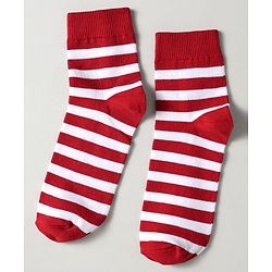 Pine Kids Knit Ankle Length Silvadur Antimicrobial Socks with Strips & Heart Design Pack of 3 - Red & Pink