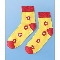 Pine Kids Cotton Knit Ankle Length Socks With Floral & Polka Dots Design Pack Of 3 ( Colour May Vary )