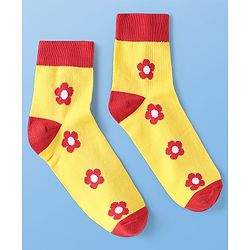 Pine Kids Cotton Knit Ankle Length Socks With Floral & Polka Dots Design Pack Of 3 ( Colour May Vary )