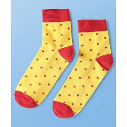 Pine Kids Cotton Knit Ankle Length Socks With Floral & Polka Dots Design Pack Of 3 ( Colour May Vary )