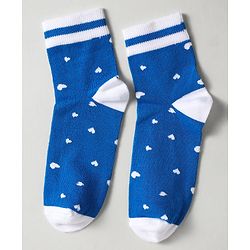 Pine Kids Knit Ankle Length Silvadur Antimicrobial Socks with Heart Star & Text Design Pack of 3 - Blue Orange & White