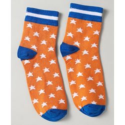 Pine Kids Knit Ankle Length Silvadur Antimicrobial Socks with Heart Star & Text Design Pack of 3 - Blue Orange & White