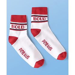 Pine Kids Cotton Knit Ankle Length Socks With Text Design Pack Of 5 ( Colour May Vary )