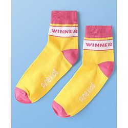 Pine Kids Cotton Knit Ankle Length Socks With Text Design Pack Of 5 ( Colour May Vary )