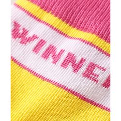 Pine Kids Cotton Knit Ankle Length Socks With Text Design Pack Of 5 ( Colour May Vary )