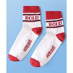 Pine Kids Cotton Knit Ankle Length Socks With Text Design Pack Of 5 ( Colour May Vary )