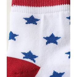 Pine Kids Knit Ankle Length Silvadur Antimicrobial Socks with Strips & Star Design Pack of 3 - Red Blue & White