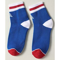 Pine Kids Knit Ankle Length Silvadur Antimicrobial Socks with Strips & Star Design Pack of 3 - Red Blue & White