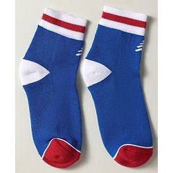 Pine Kids Knit Ankle Length Silvadur Antimicrobial Socks with Strips & Star Design Pack of 3 - Red Blue & White