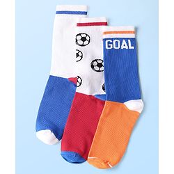 Pine Kids Cotton Knit Ankle Length Socks With Sports Theme Design Pack Of 3 ( Colour May Vary )