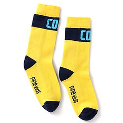 Pine Kids Knit Ankle Length Silvadur Antimicrobial Socks with Text Design Pack of 3 - Red Light Blue & Yellow