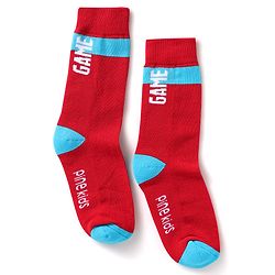 Pine Kids Knit Ankle Length Silvadur Antimicrobial Socks with Text Design Pack of 3 - Red Light Blue & Yellow