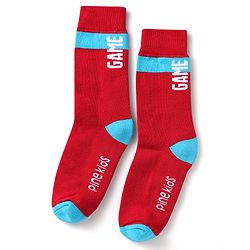 Pine Kids Knit Ankle Length Silvadur Antimicrobial Socks with Text Design Pack of 3 - Red Light Blue & Yellow