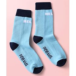 Pine Kids Knit Ankle Length Silvadur Antimicrobial Socks with Text Design Pack of 3 - Black Light Blue & White