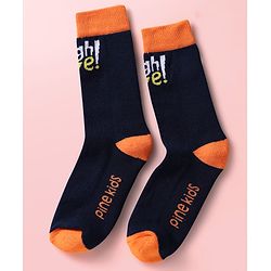 Pine Kids Knit Ankle Length Silvadur Antimicrobial Socks with Text Design Pack of 3 - Black Light Blue & White