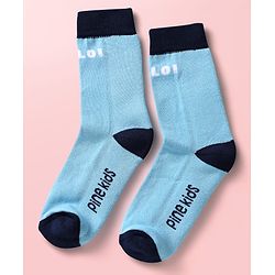 Pine Kids Knit Ankle Length Silvadur Antimicrobial Socks with Text Design Pack of 3 - Black Light Blue & White