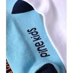Pine Kids Knit Ankle Length Silvadur Antimicrobial Socks with Text Design Pack of 3 - Black Light Blue & White